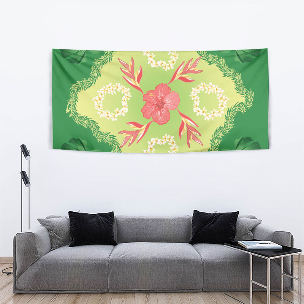 Hawaii Quilt Inspired Collection Aloha Flowers Tapestry Plumeria - Ti Leaf Lei LT7 - Polynesian Pride