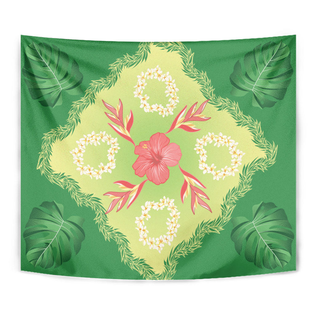Hawaii Quilt Inspired Collection Aloha Flowers Tapestry Plumeria - Ti Leaf Lei LT7 - Polynesian Pride