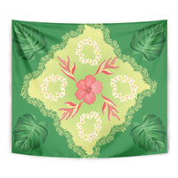 Hawaii Quilt Inspired Collection Aloha Flowers Tapestry Plumeria - Ti Leaf Lei LT7 - Polynesian Pride