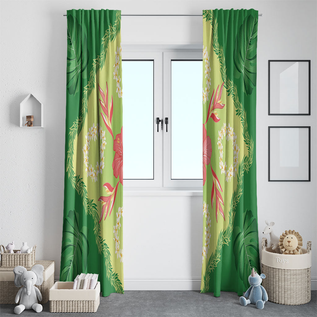Hawaii Quilt Inspired Collection Aloha Flowers Window Curtain Plumeria - Ti Leaf Lei