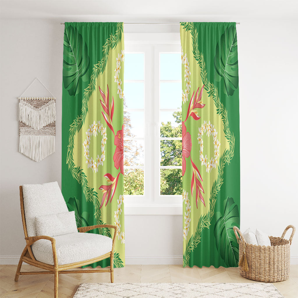 Hawaii Quilt Inspired Collection Aloha Flowers Window Curtain Plumeria - Ti Leaf Lei
