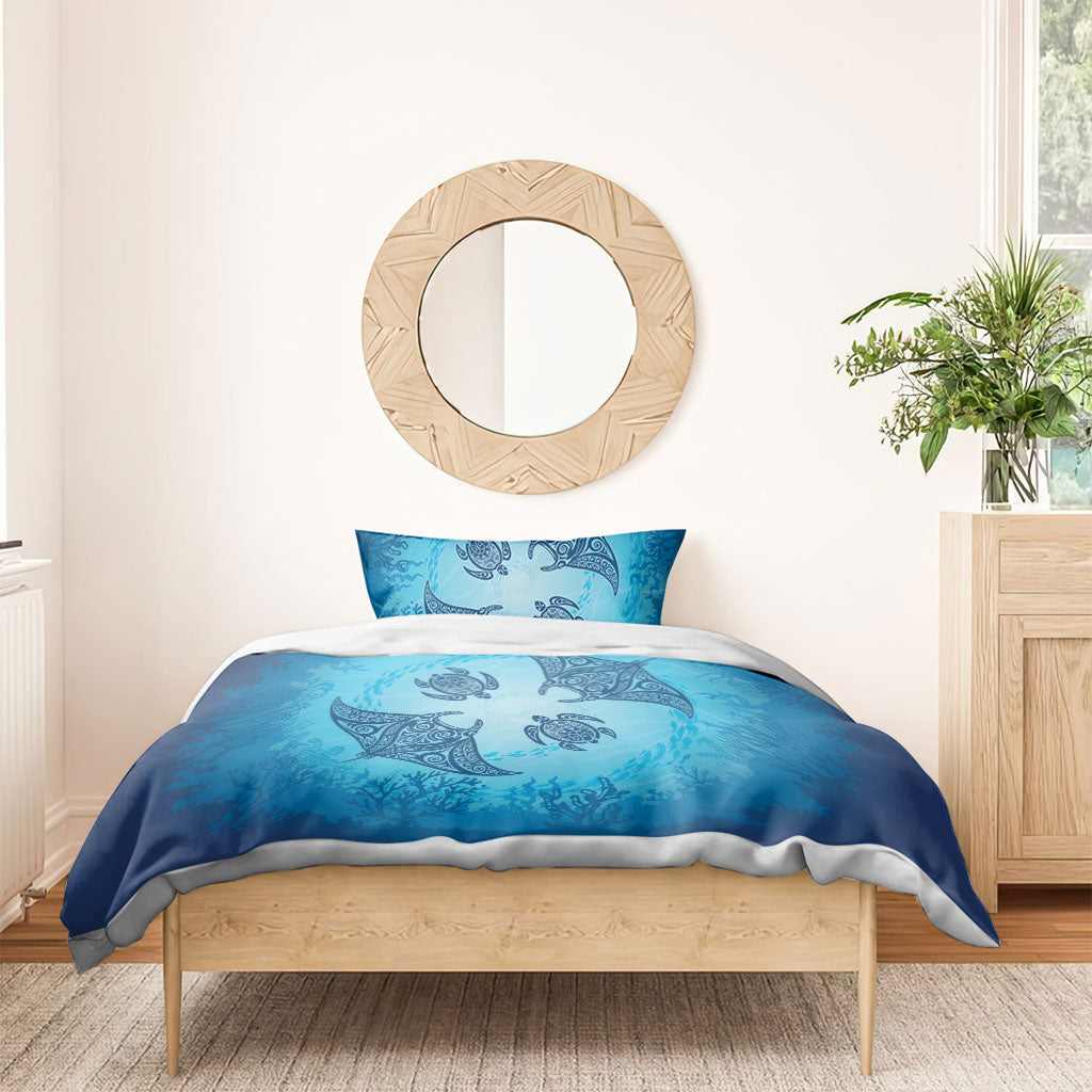 Hawaii Quilt Inspired Collection Aloha Sea Bedding Set Manta Ray and Turtles