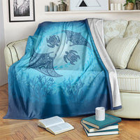 Hawaii Quilt Inspired Collection Aloha Sea Blanket Manta Ray and Turtles LT7 Cerulean - Polynesian Pride