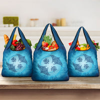 Hawaii Quilt Inspired Collection Aloha Sea Grocery Bag Manta Ray and Turtles