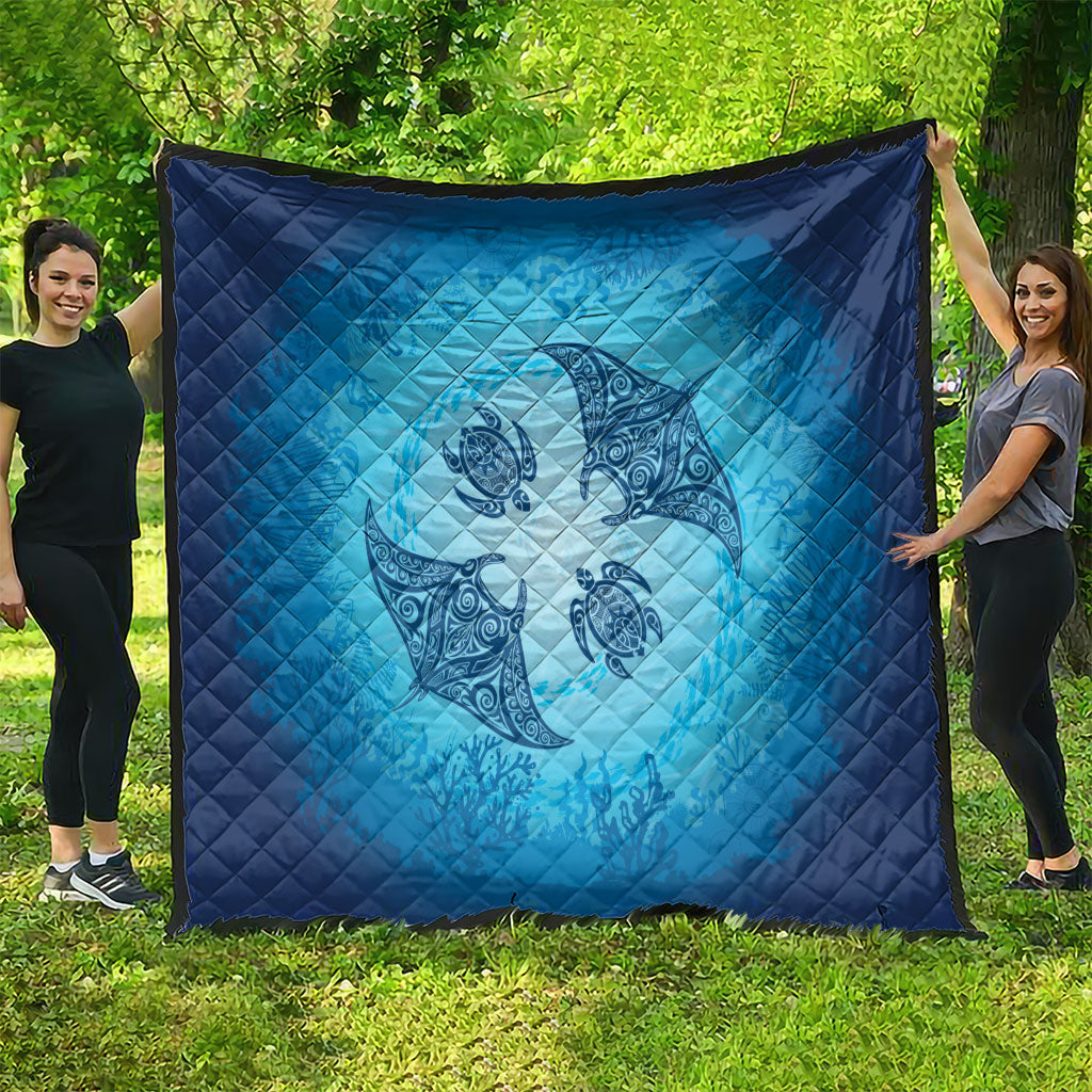 Hawaii Quilt Inspired Collection Aloha Sea Quilt Manta Ray and Turtles LT7 - Polynesian Pride