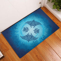 Hawaii Quilt Inspired Collection Aloha Sea Rubber Doormat Manta Ray and Turtles