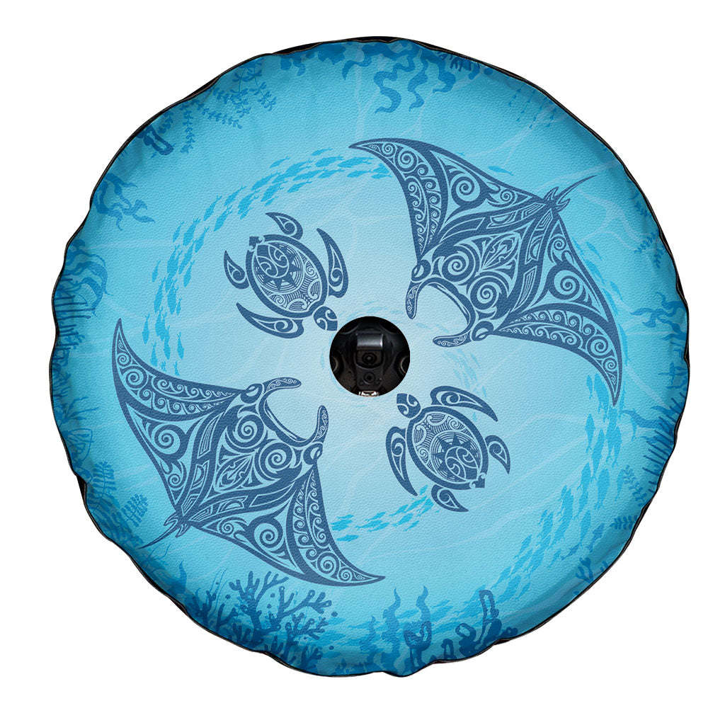 Hawaii Quilt Inspired Collection Aloha Sea Spare Tire Cover Manta Ray and Turtles LT7 - Polynesian Pride