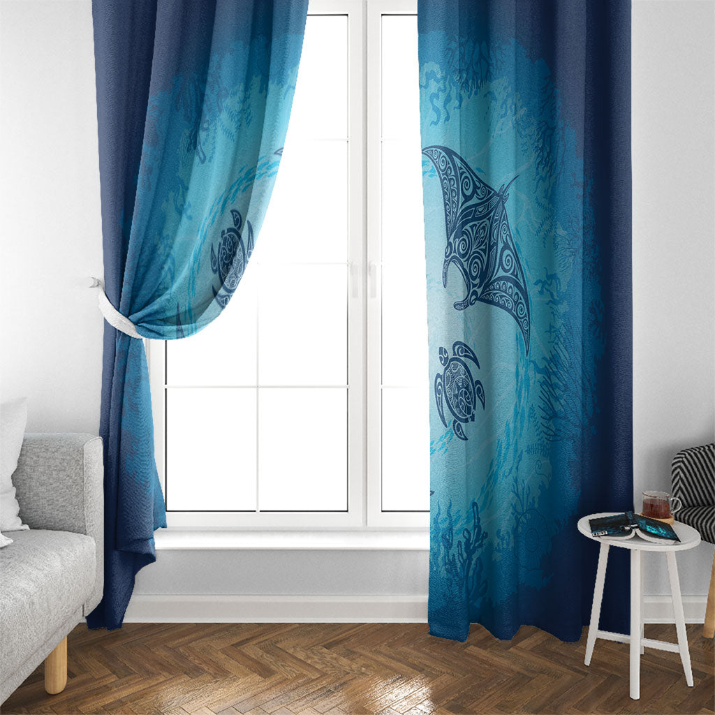 Hawaii Quilt Inspired Collection Aloha Sea Window Curtain Manta Ray and Turtles LT7 - Polynesian Pride