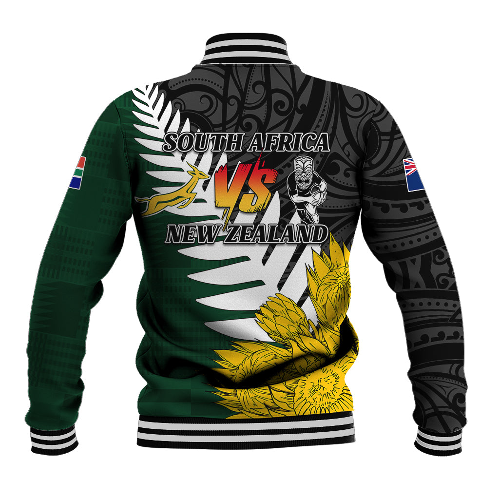 Personalised New Zealand Vs South Africa Rugby Baseball Jacket Rivals - Tribal Style LT7 - Polynesian Pride