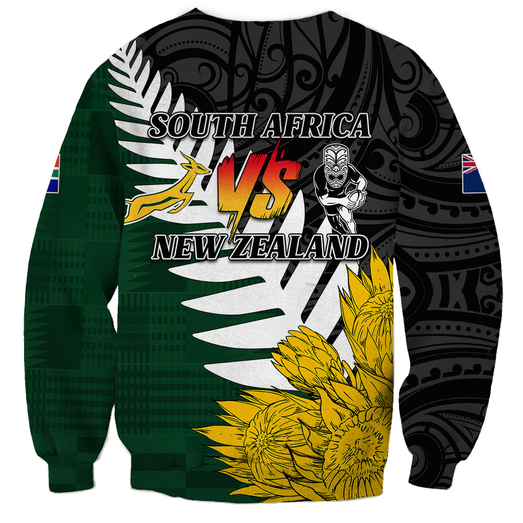 Personalised New Zealand Vs South Africa Rugby Sweatshirt Rivals - Tribal Style LT7 - Polynesian Pride