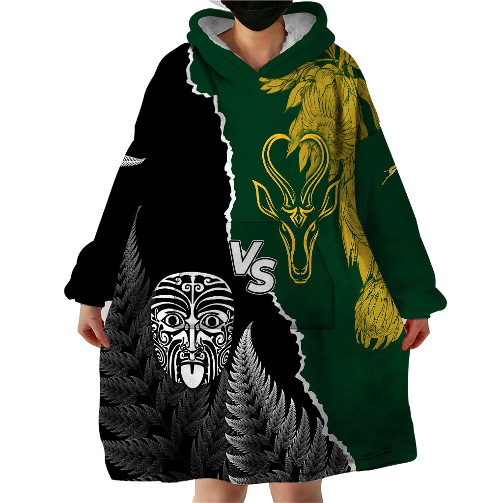 Personalised New Zealand Vs South Africa Rugby Wearable Blanket Hoodie Rivals Dynamics LT7 - Polynesian Pride