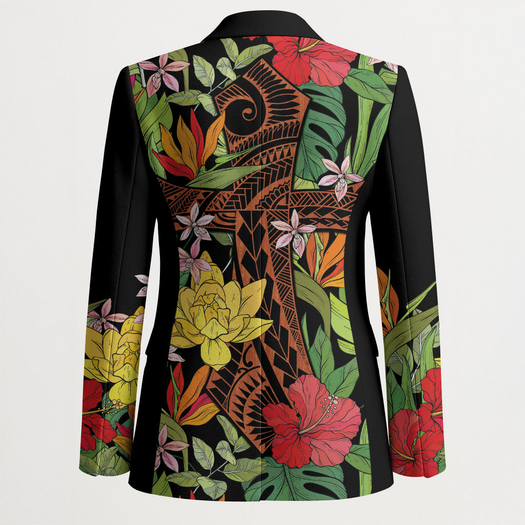 Mahalo Hawaii Ho'oponopono Pule Blazer Polynesian Pattern Cross LT7 - Polynesian Pride
