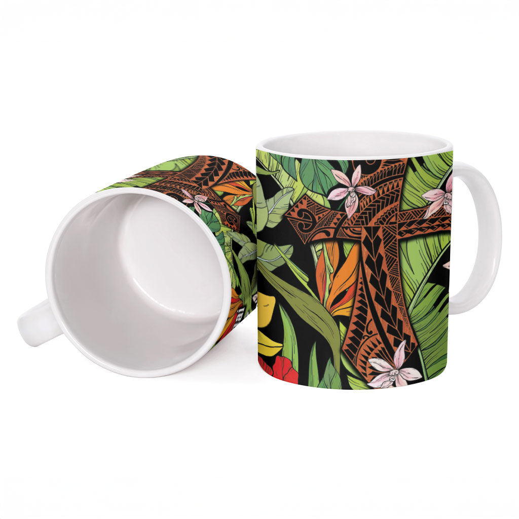 Mahalo Hawaii Ho'oponopono Pule Ceramic Mug Polynesian Pattern Cross LT7 - Polynesian Pride