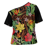 Mahalo Hawaii Ho'oponopono Pule Cross Shoulder Shirt Polynesian Pattern Cross