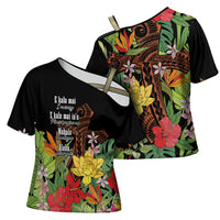 Mahalo Hawaii Ho'oponopono Pule Cross Shoulder Shirt Polynesian Pattern Cross