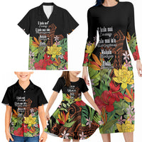 Mahalo Hawaii Ho'oponopono Pule Family Matching Long Sleeve Bodycon Dress and Hawaiian Shirt Polynesian Pattern Cross LT7 - Polynesian Pride