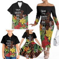 Mahalo Hawaii Ho'oponopono Pule Family Matching Off The Shoulder Long Sleeve Dress and Hawaiian Shirt Polynesian Pattern Cross LT7 - Polynesian Pride