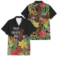 Mahalo Hawaii Ho'oponopono Pule Family Matching Off The Shoulder Long Sleeve Dress and Hawaiian Shirt Polynesian Pattern Cross LT7 Dad's Shirt - Short Sleeve Black - Polynesian Pride