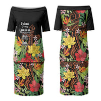 Mahalo Hawaii Ho'oponopono Pule Family Matching Puletasi and Hawaiian Shirt Polynesian Pattern Cross LT7 Mom's Dress Black - Polynesian Pride