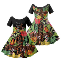 Mahalo Hawaii Ho'oponopono Pule Family Matching Puletasi and Hawaiian Shirt Polynesian Pattern Cross LT7 Daughter's Dress Black - Polynesian Pride