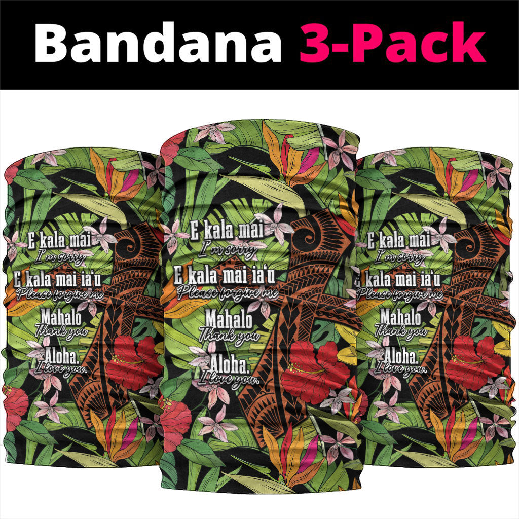 Mahalo Hawaii Ho'oponopono Pule Neck Gaiter Polynesian Pattern Cross LT7 package One Size: 25*50cm Black - Polynesian Pride