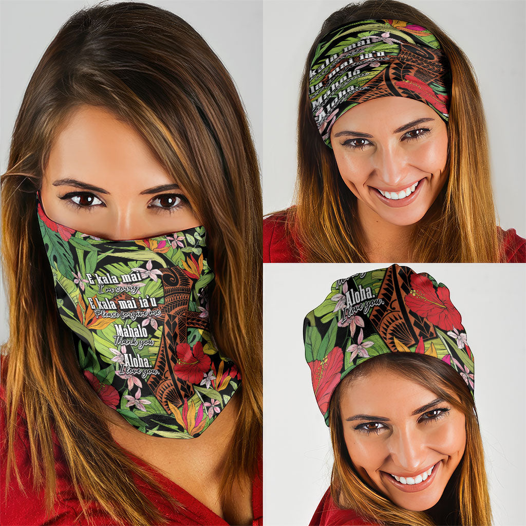 Mahalo Hawaii Ho'oponopono Pule Neck Gaiter Polynesian Pattern Cross LT7 - Polynesian Pride