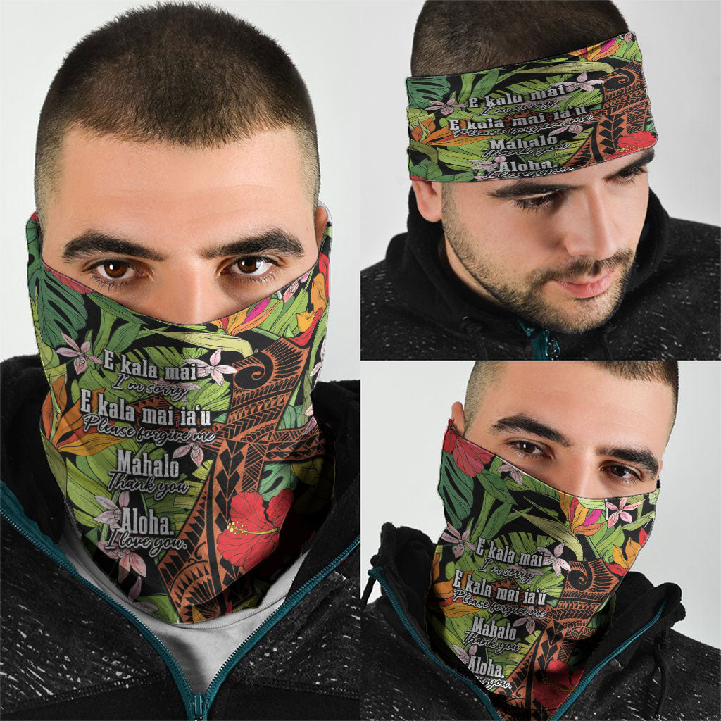 Mahalo Hawaii Ho'oponopono Pule Neck Gaiter Polynesian Pattern Cross LT7 - Polynesian Pride