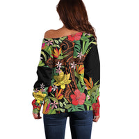 Mahalo Hawaii Ho'oponopono Pule Off Shoulder Sweater Polynesian Pattern Cross LT7 - Polynesian Pride