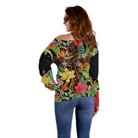 Mahalo Hawaii Ho'oponopono Pule Off Shoulder Sweater Polynesian Pattern Cross LT7 - Polynesian Pride