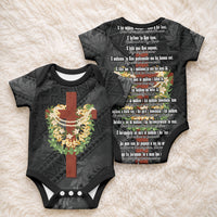 Hawaii ⁠Ka Pule a ka Haku Memorial Baby Onesie Flower Lei Cross - Black