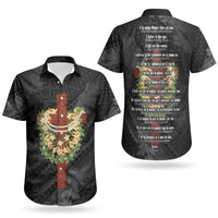 Hawaii Ka Pule a ka Haku Memorial Couples Matching Puletasi and Hawaiian Shirt Flower Lei Cross - Black LT7 - Polynesian Pride