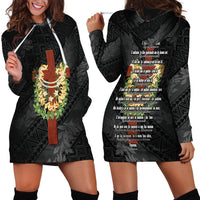 Hawaii Ka Pule a ka Haku Memorial Hoodie Dress Flower Lei Cross - Black LT7 - Polynesian Pride