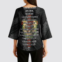 Hawaii Ka Pule a ka Haku Memorial Kimono Sleeve Blouse Flower Lei Cross - Black LT7 - Polynesian Pride