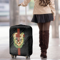 Hawaii Ka Pule a ka Haku Memorial Luggage Cover Flower Lei Cross - Black LT7 - Polynesian Pride