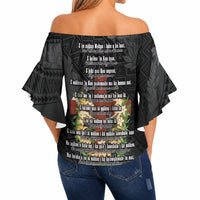 Hawaii Ka Pule a ka Haku Memorial Off Shoulder Wrap Waist Top Flower Lei Cross - Black LT7 - Polynesian Pride