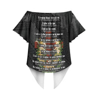 Hawaii Ka Pule a ka Haku Memorial Off Shoulder Wrap Waist Top Flower Lei Cross - Black LT7 - Polynesian Pride