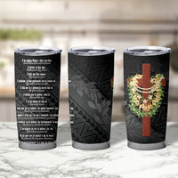 Hawaii Ka Pule a ka Haku Memorial Tumbler Cup Flower Lei Cross - Black LT7 - Polynesian Pride