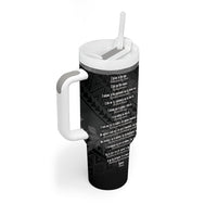 Hawaii Ka Pule a ka Haku Memorial Tumbler With Handle Flower Lei Cross - Black LT7 - Polynesian Pride