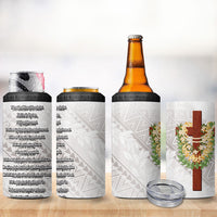 Hawaii Ka Pule a ka Haku Memorial 4 in 1 Can Cooler Tumbler Flower Lei Cross - Ivory White LT7 - Polynesian Pride
