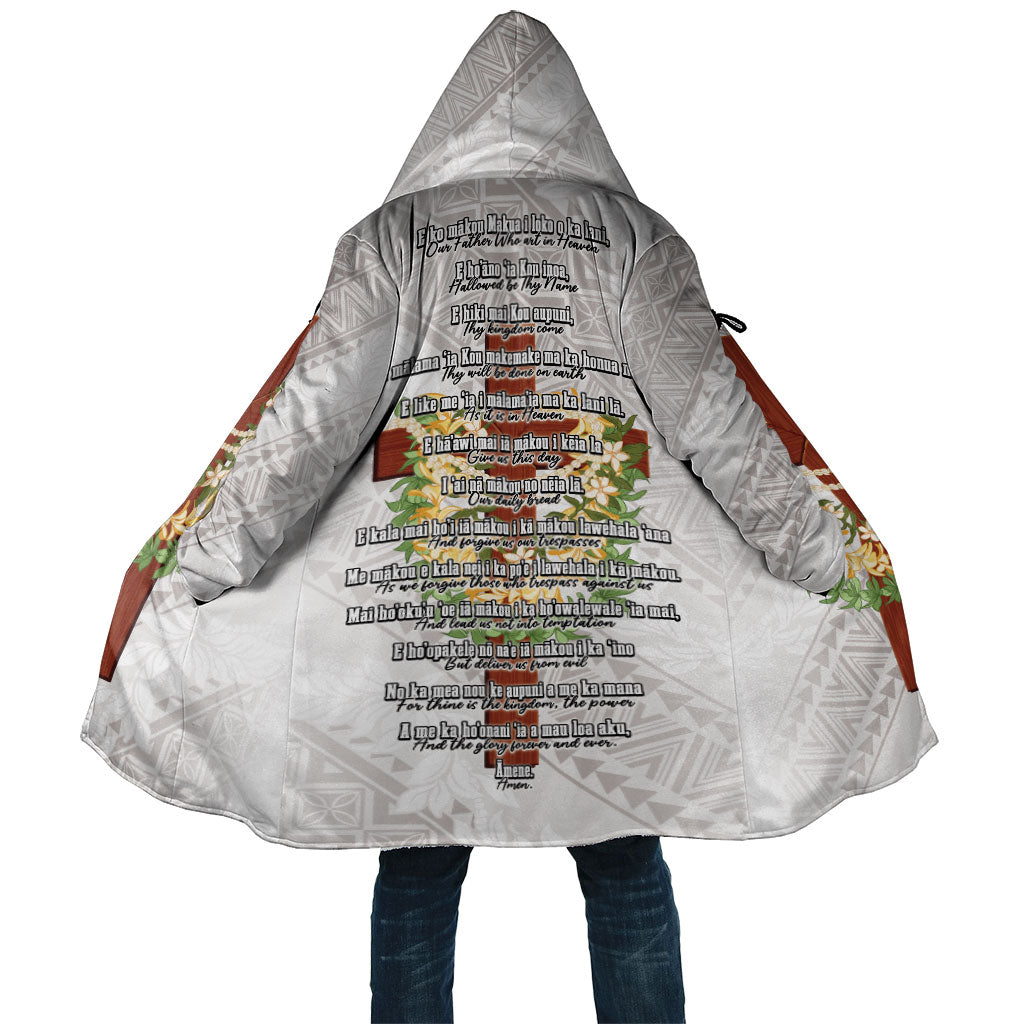 Hawaii Ka Pule a ka Haku Memorial Cloak Flower Lei Cross - Ivory White LT7 Unisex Ivory - Polynesian Pride