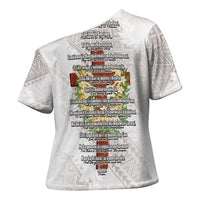 Hawaii Ka Pule a ka Haku Memorial Cross Shoulder Shirt Flower Lei Cross - Ivory White LT7 - Polynesian Pride