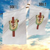 Hawaii Ka Pule a ka Haku Memorial Garden Flag Flower Lei Cross - Ivory White LT7 - Polynesian Pride