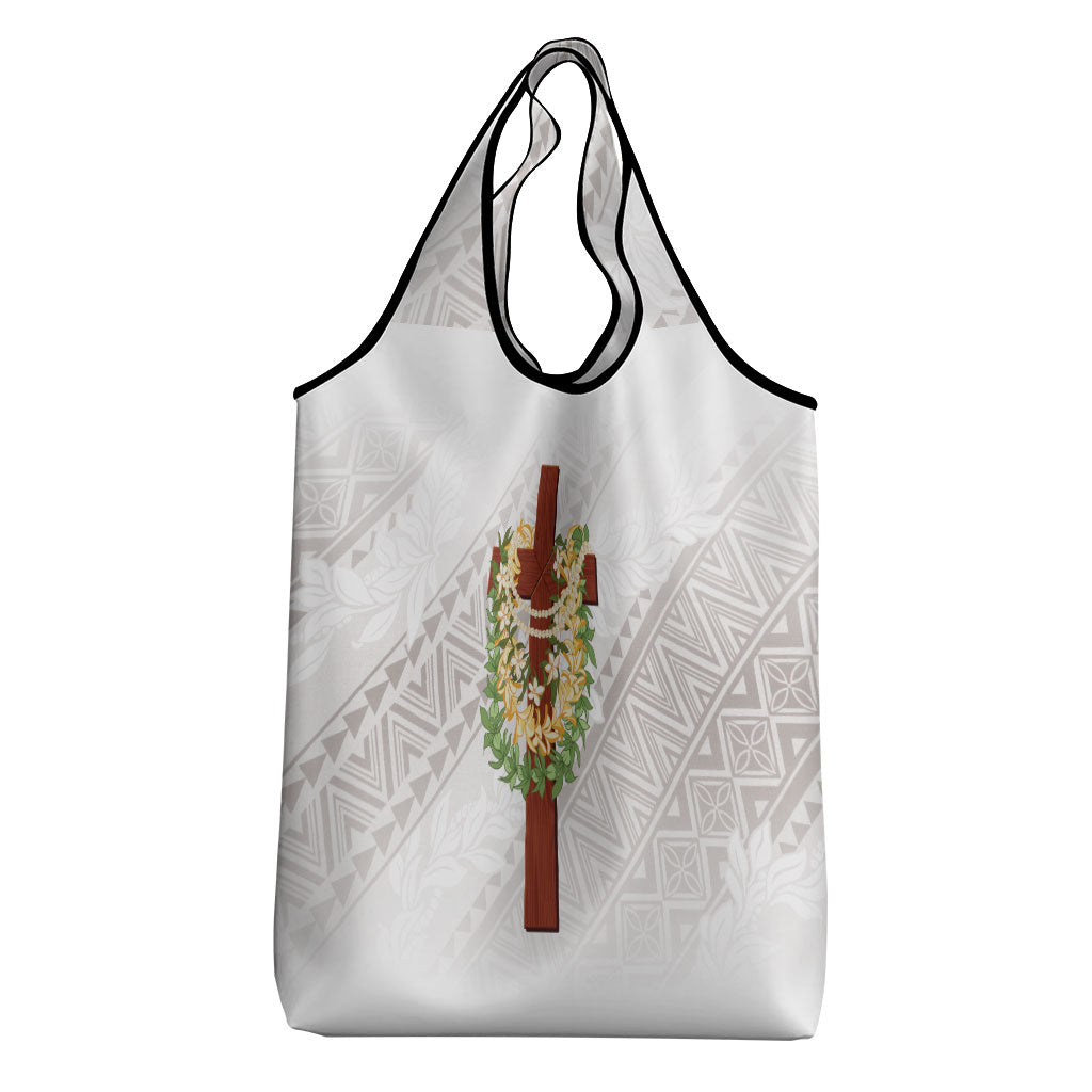 Hawaii Ka Pule a ka Haku Memorial Grocery Bag Flower Lei Cross - Ivory White LT7 - Polynesian Pride