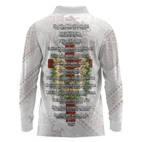 Hawaii Ka Pule a ka Haku Memorial Long Sleeve Polo Shirt Flower Lei Cross - Ivory White LT7 - Polynesian Pride