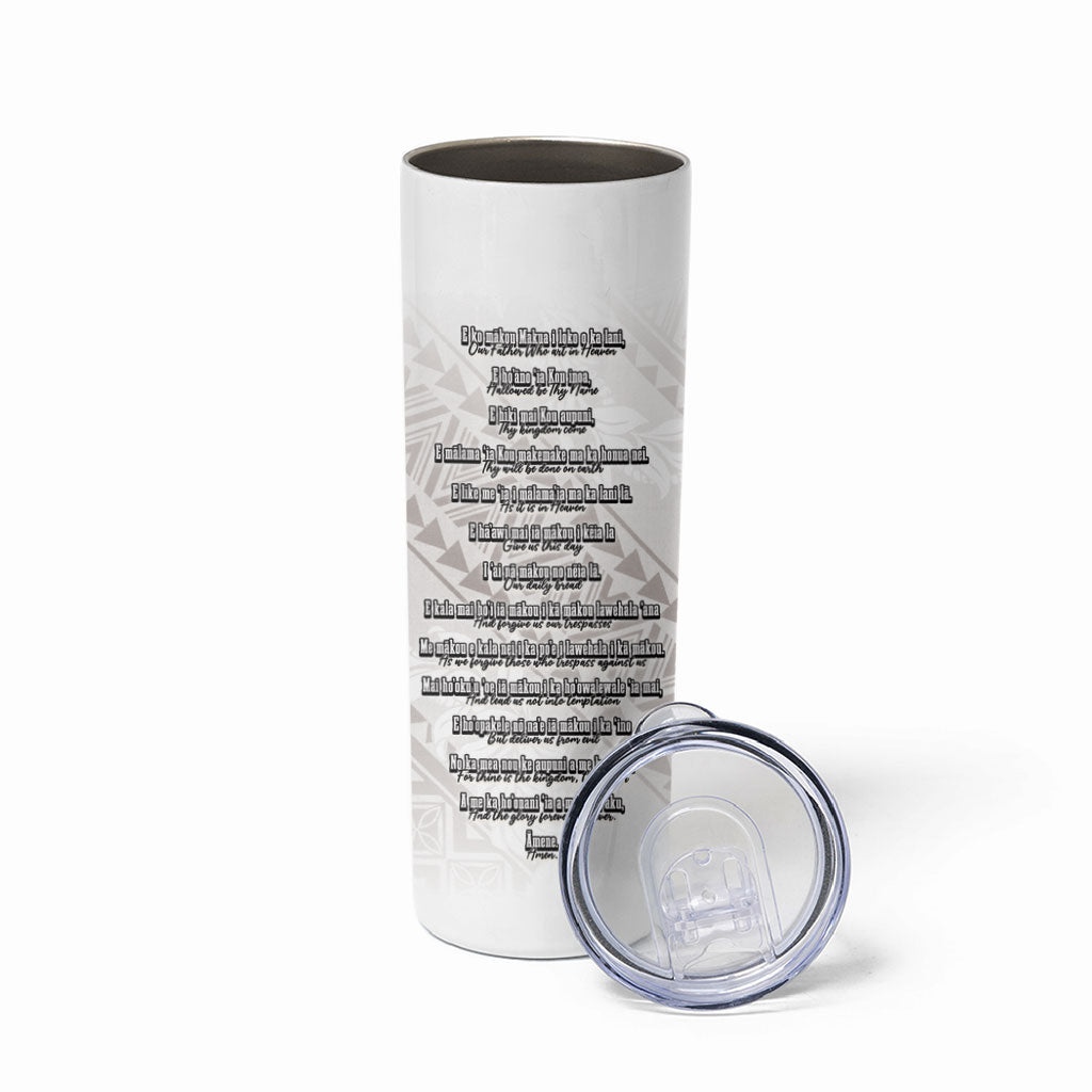 Hawaii Ka Pule a ka Haku Memorial Skinny Tumbler Flower Lei Cross - Ivory White LT7 - Polynesian Pride