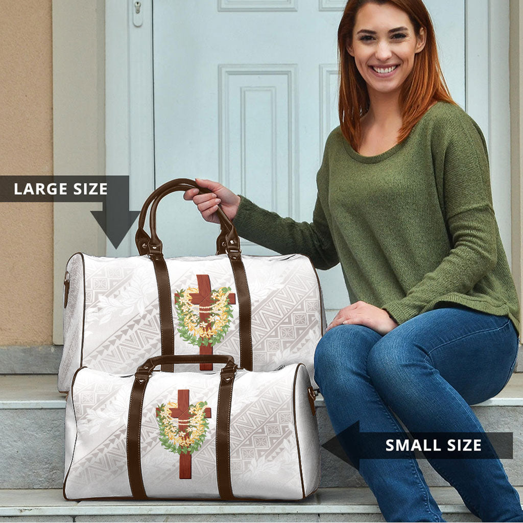 Hawaii Ka Pule a ka Haku Memorial Travel Bag Flower Lei Cross - Ivory White LT7 - Polynesian Pride