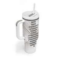 Hawaii Ka Pule a ka Haku Memorial Tumbler With Handle Flower Lei Cross - Ivory White LT7 - Polynesian Pride