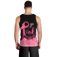 Polynesian Men Tank Top Plumeria Breast Cancer Awareness Survivor Ribbon Pink LT7 - Polynesian Pride