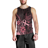 Polynesian Men Tank Top Breast Cancer RIbbon Butterfly Mix Plumeria Curves Pink LT7 - Polynesian Pride
