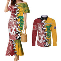 Mate Ma'a Tonga Vs Australia Rugby Personalized Couples Matching Mermaid Dress and Long Sleeve Button Shirt Special Mascots